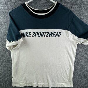 Nike Sportswear Small Pullover T Shirt Knit Blue White Black Crew Neck Adult